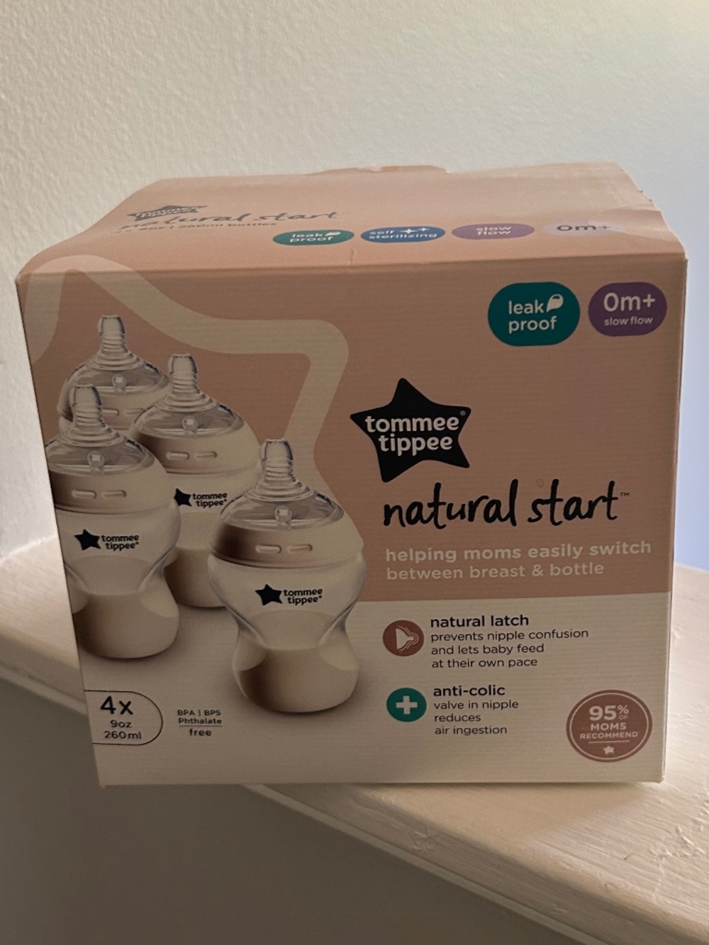 Tommee Tippee Natural Start Baby Bottles Set of 4 Anti-Colic 9oz 260ml